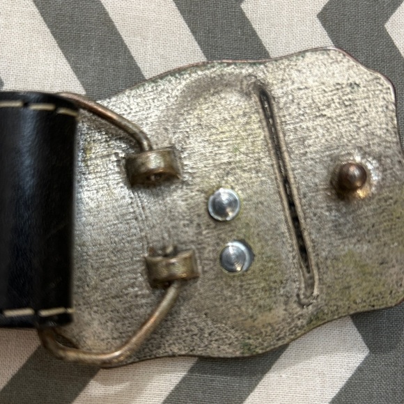 Rare Authentic leather heavy metal buckle western belt